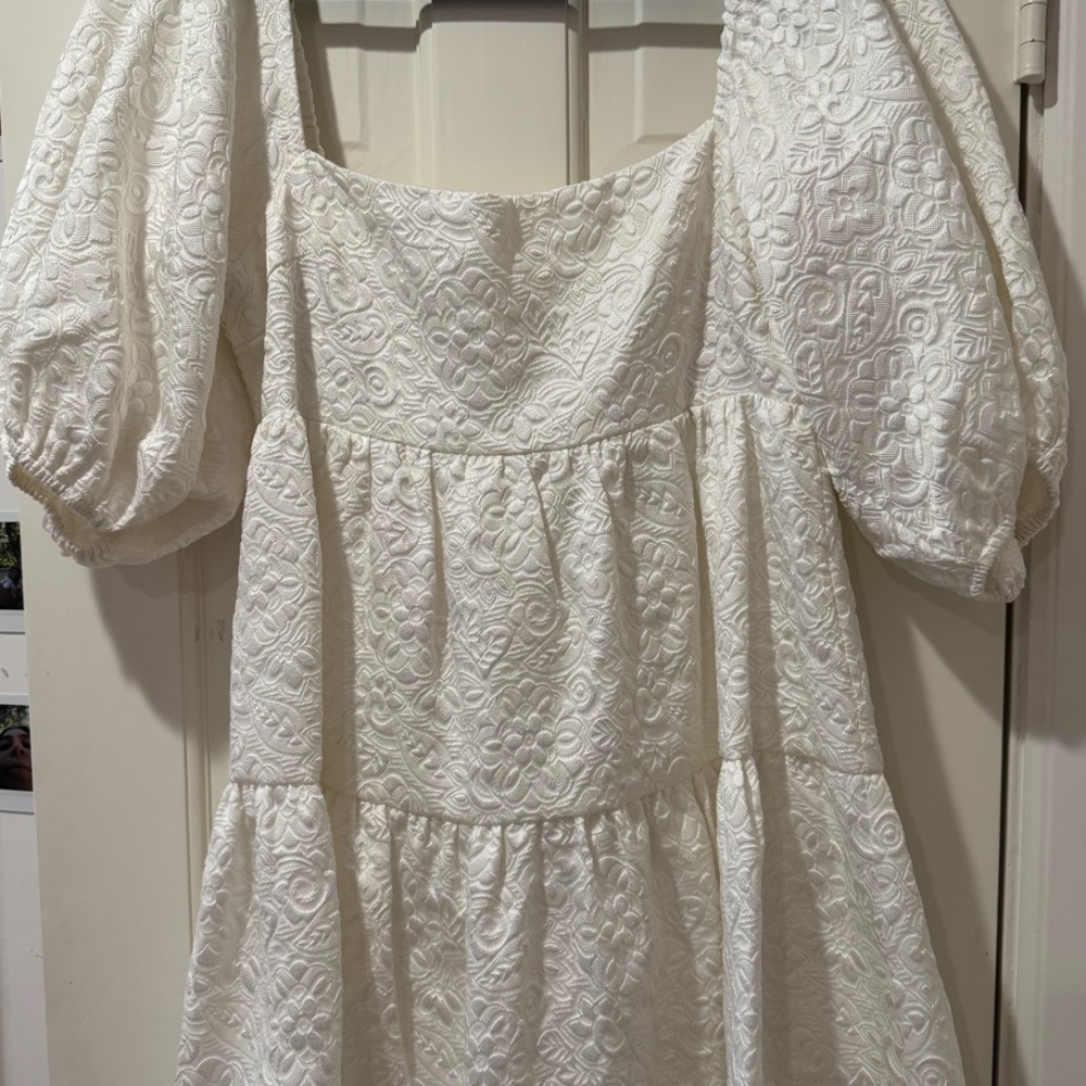 Amanda Uprichard White Mini Tiered Babydoll Dress - Picture 2 of 4